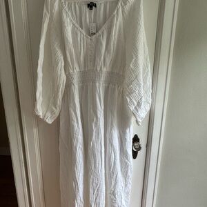 J. Crew White Long Sleeve V-Neck Sundress